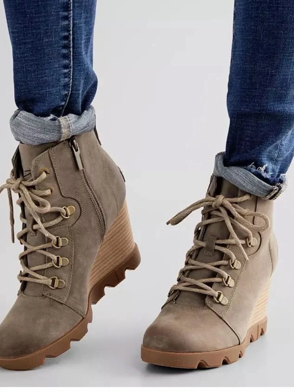 Sorel Joan Uptown Lace-Up Wedge Ankle Boots 7.5 Like New